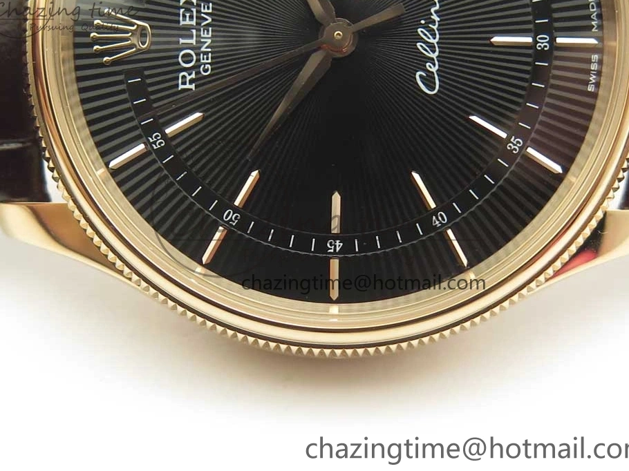 Best Leather Markers Edition Real A3165 Strap Date Brown RG Black Sticks 50519 on Dial Cellini MK 0408